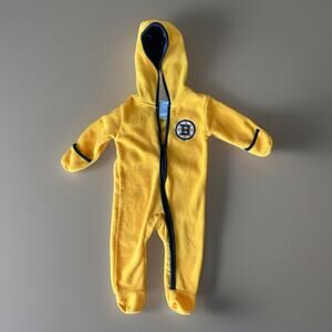 NHL Boston Bruins Baby Zip Up Yellow Fleece Winter One Piece 6-9 Months